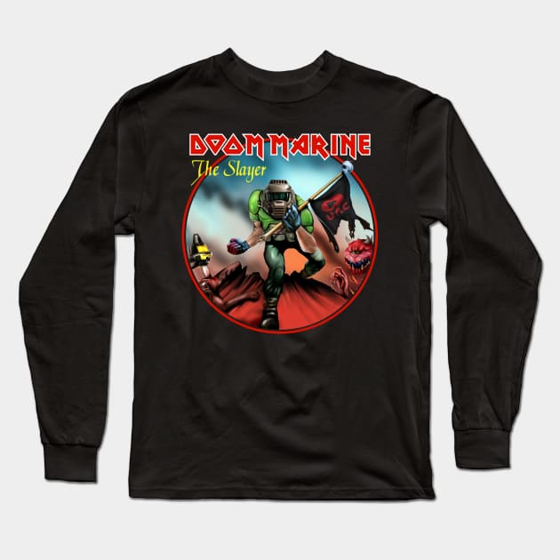 Doom Marine Long Sleeve T-Shirt by demonigote